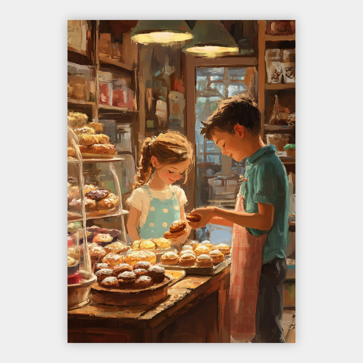 Kinder in der Bäckerei Poster – Freisteller