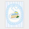 Zitronenkuchen auf blauem Teller Poster – Freisteller