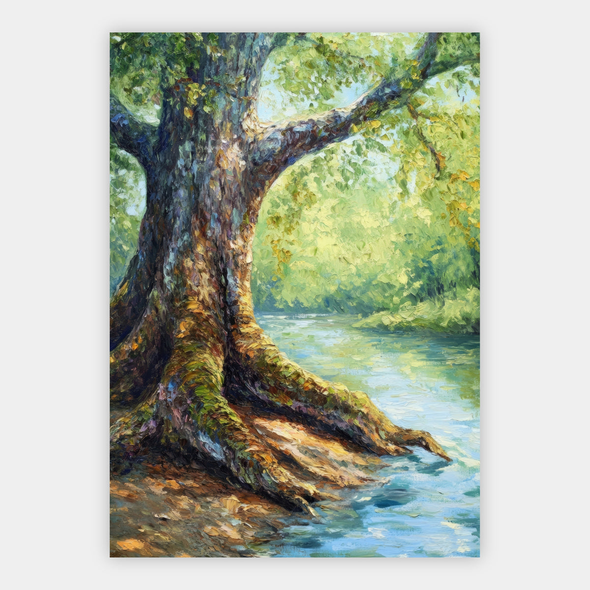 Alter Baum am Flussufer Poster – Freisteller