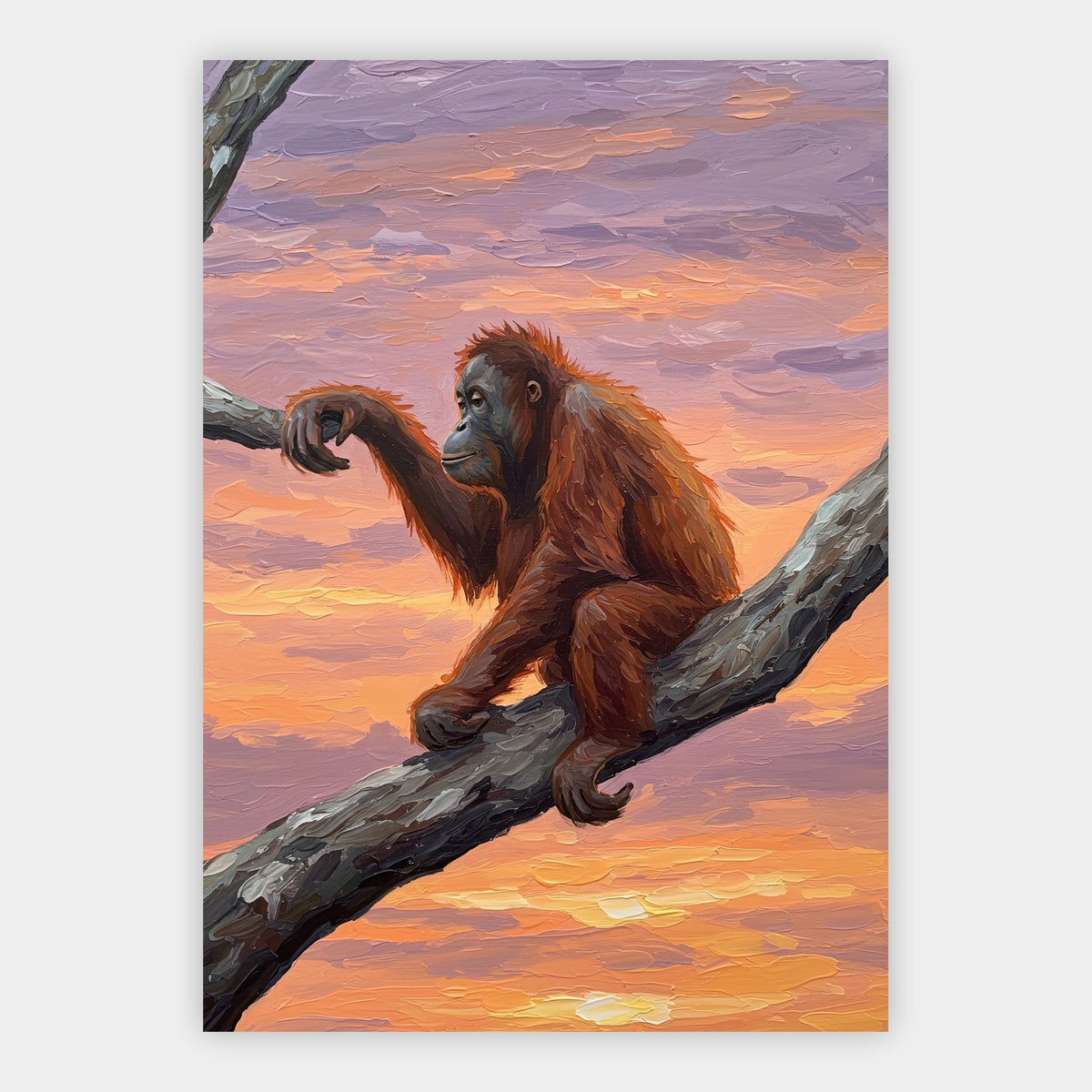Orang-Utan auf einem Ast Poster – Freisteller