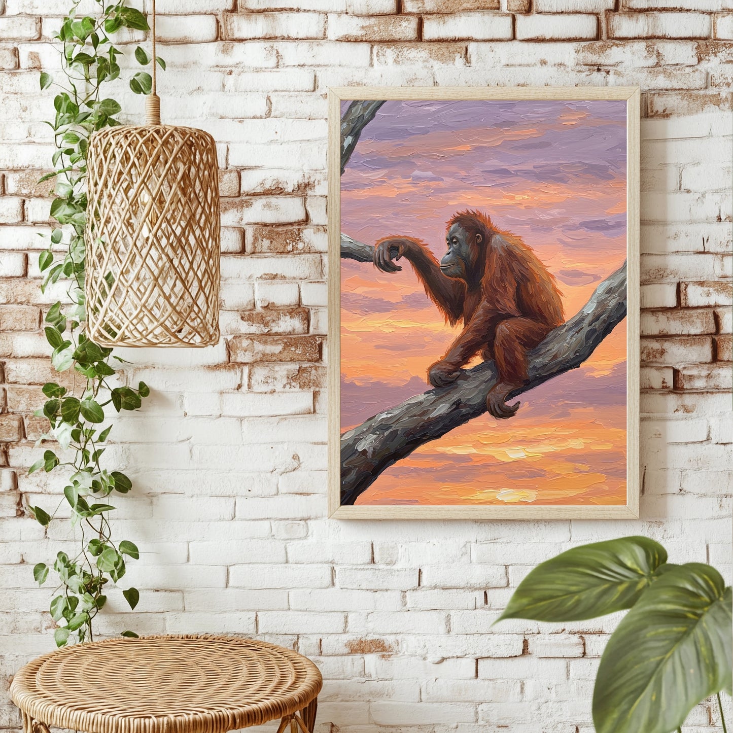 Orang-Utan auf einem Ast Poster – Raumansicht 1