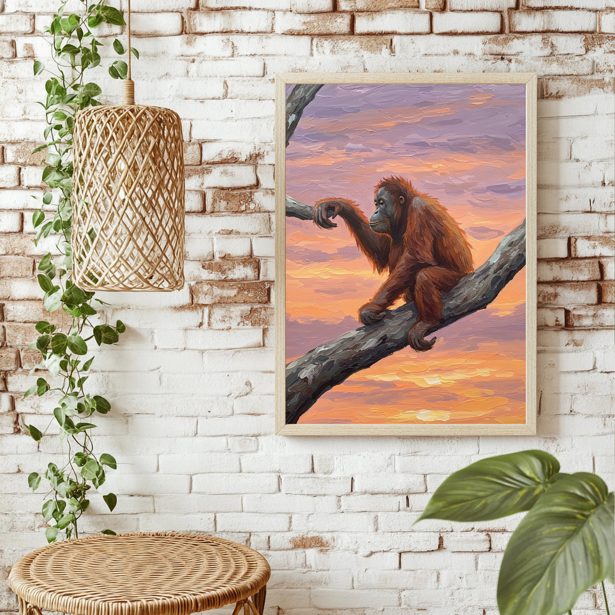 Orang-Utan auf einem Ast Poster – Raumansicht 1
