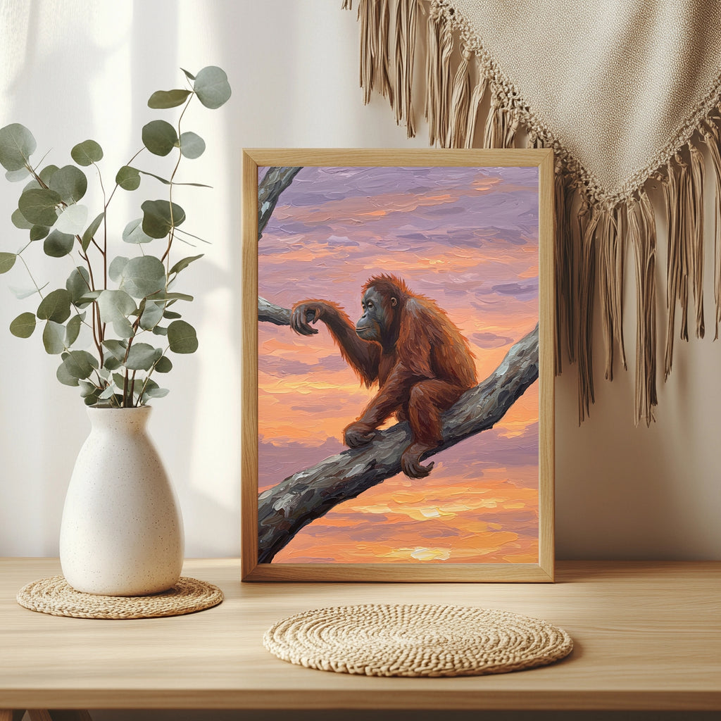 Orang-Utan auf einem Ast Poster – Raumansicht 3