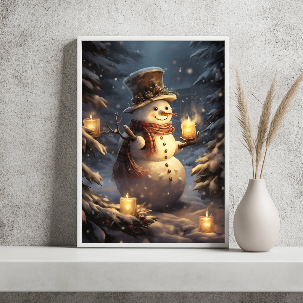 Schneemann mit Kerzen Poster – Raumansicht 2