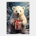 Eisbärenjunges mit Geschenk Poster – Freisteller