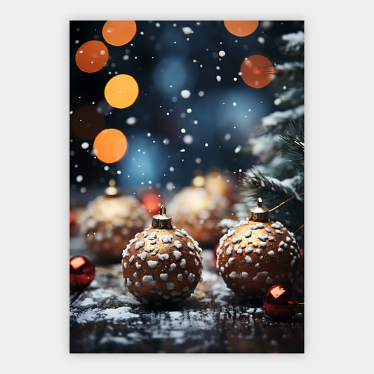 Verschneite Christbaumkugeln Poster – Freisteller