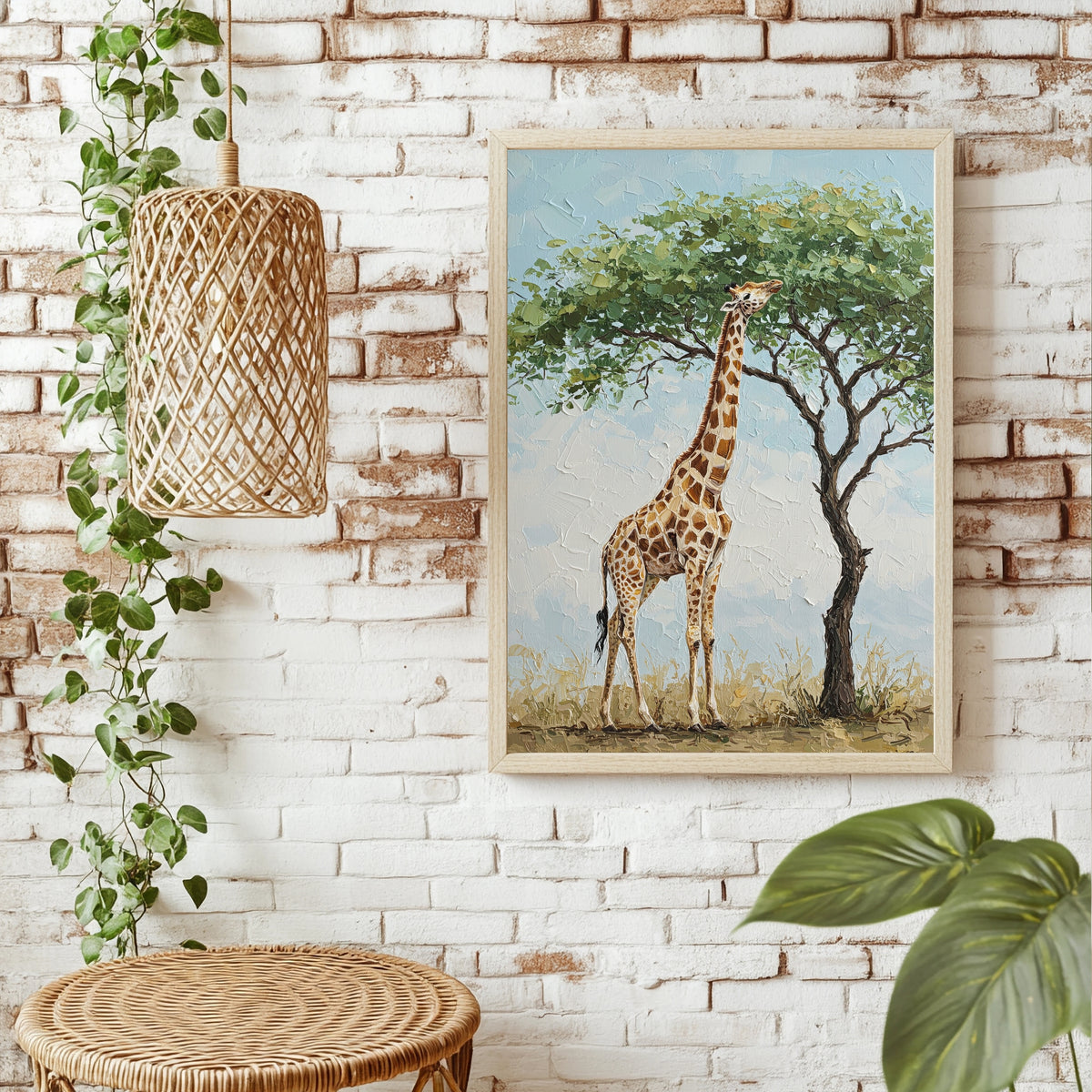 Giraffe unter einer Akazie Poster – Raumansicht 1