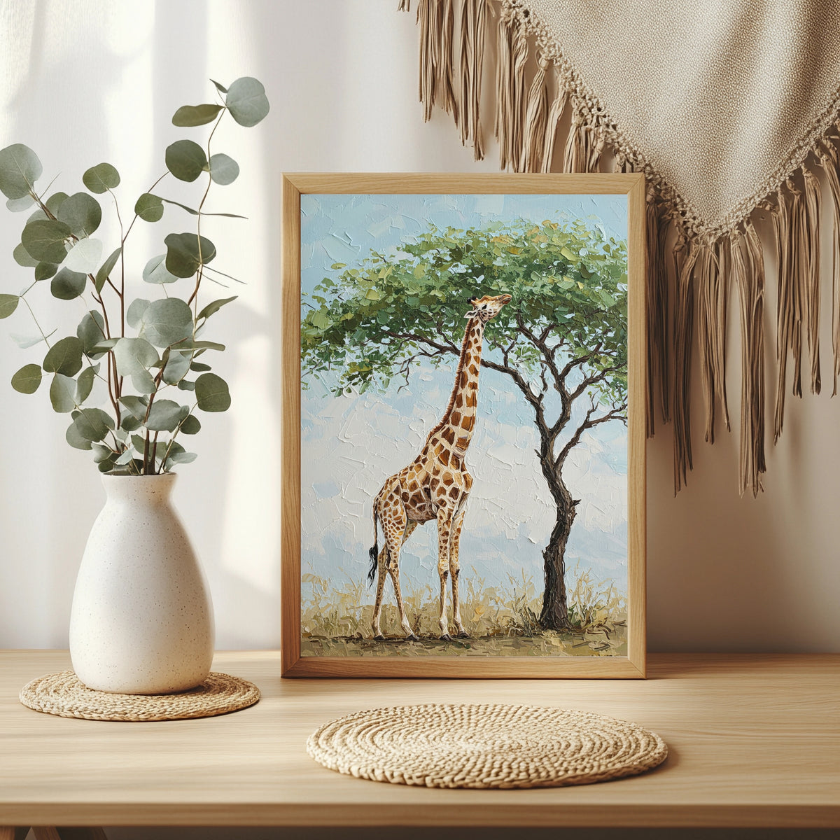 Giraffe unter einer Akazie Poster – Raumansicht 3