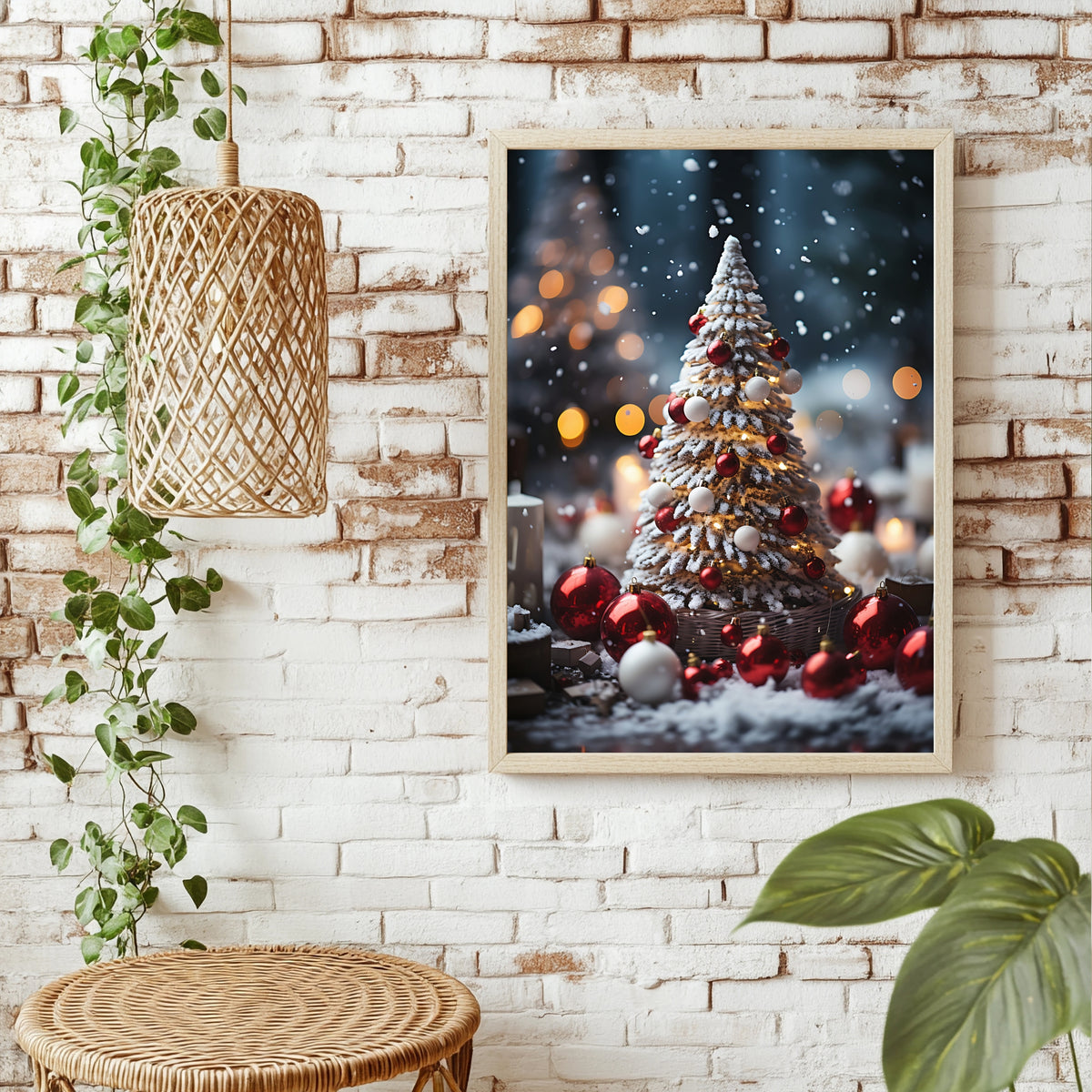 Festlich geschmückter Weihnachtsbaum Poster – Raumansicht 1