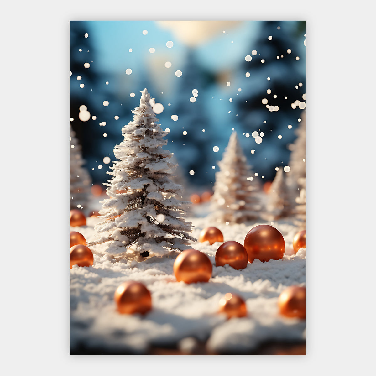 Weiße Tannen mit goldenen Kugeln Poster – Freisteller