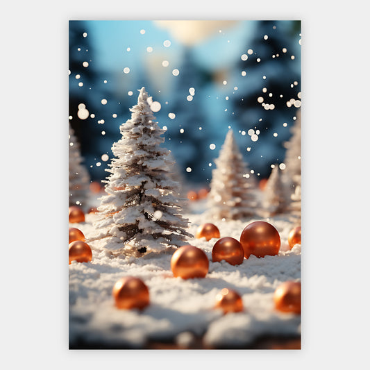 Weiße Tannen mit goldenen Kugeln Poster – Freisteller