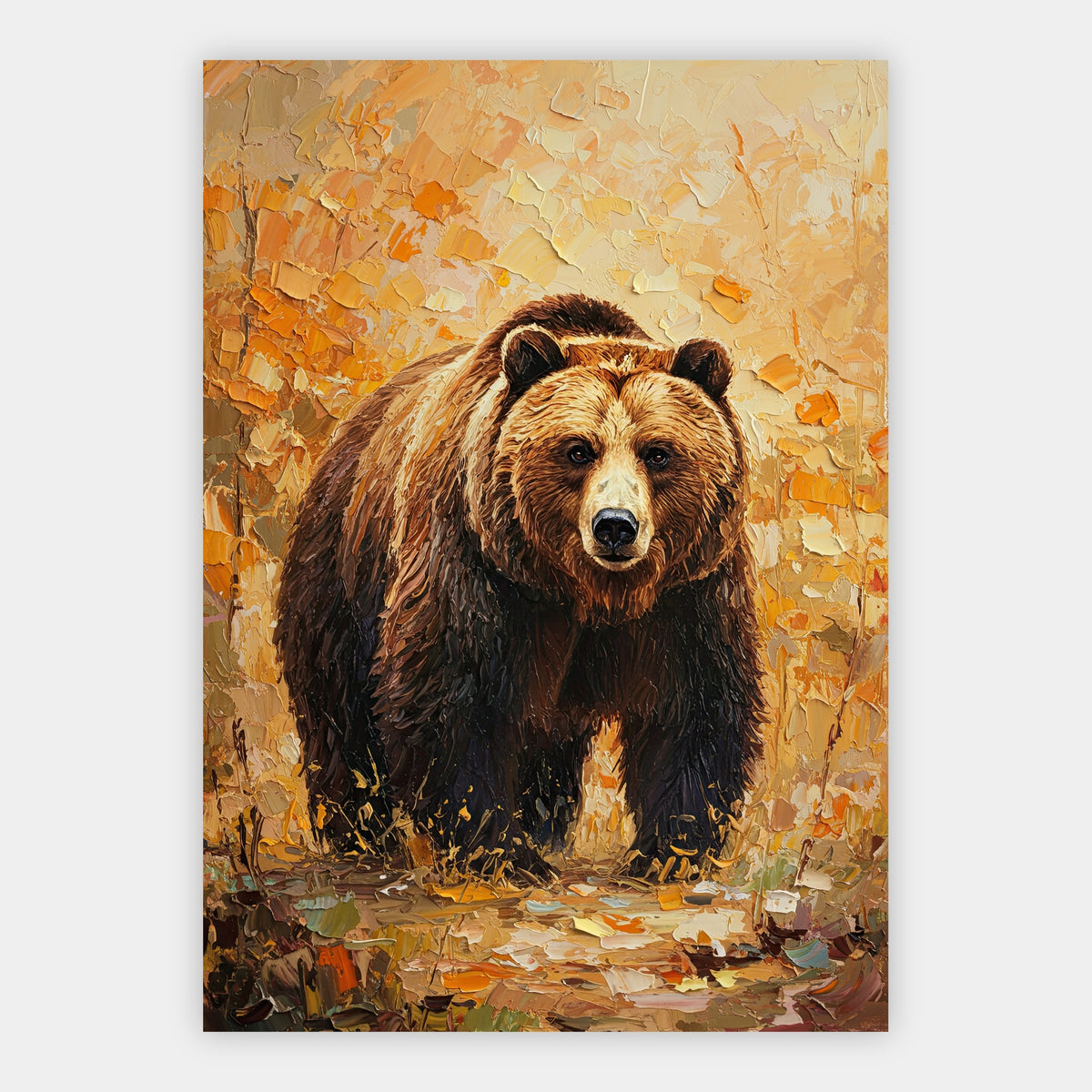 Braunbär in warmen Herbstfarben Poster – Freisteller