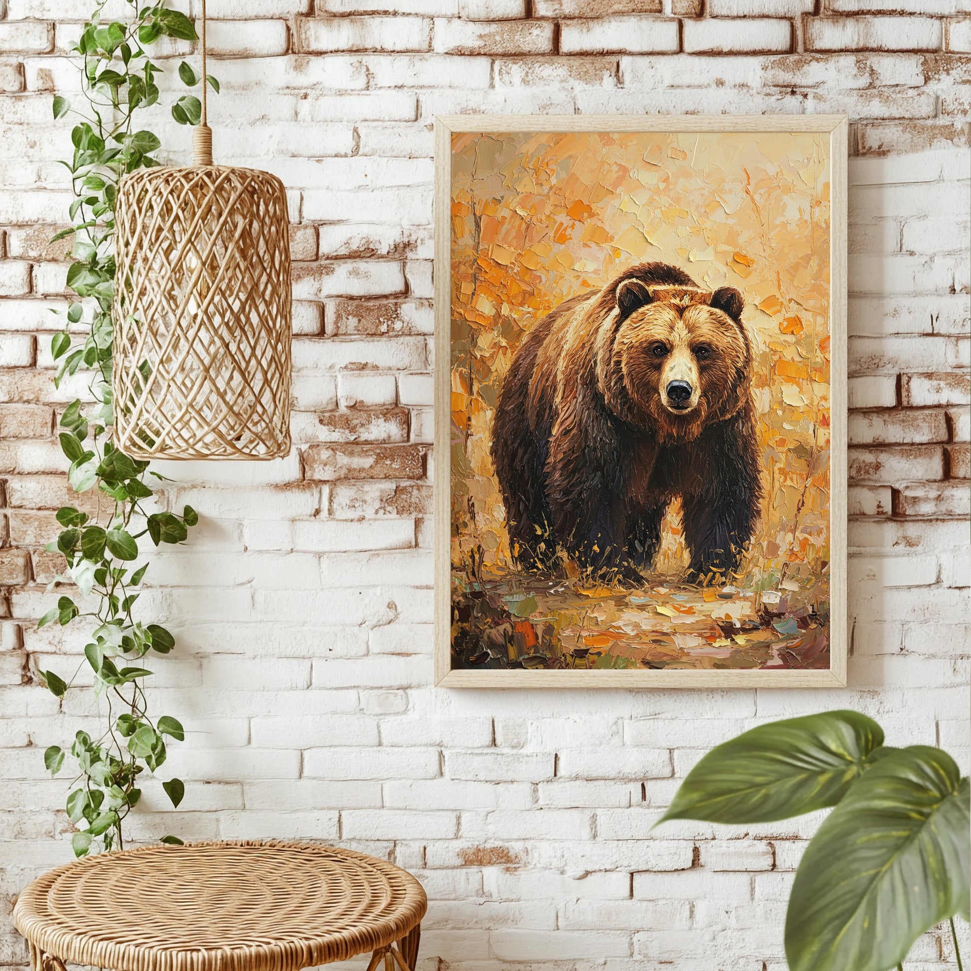 Braunbär in warmen Herbstfarben Poster – Raumansicht 1