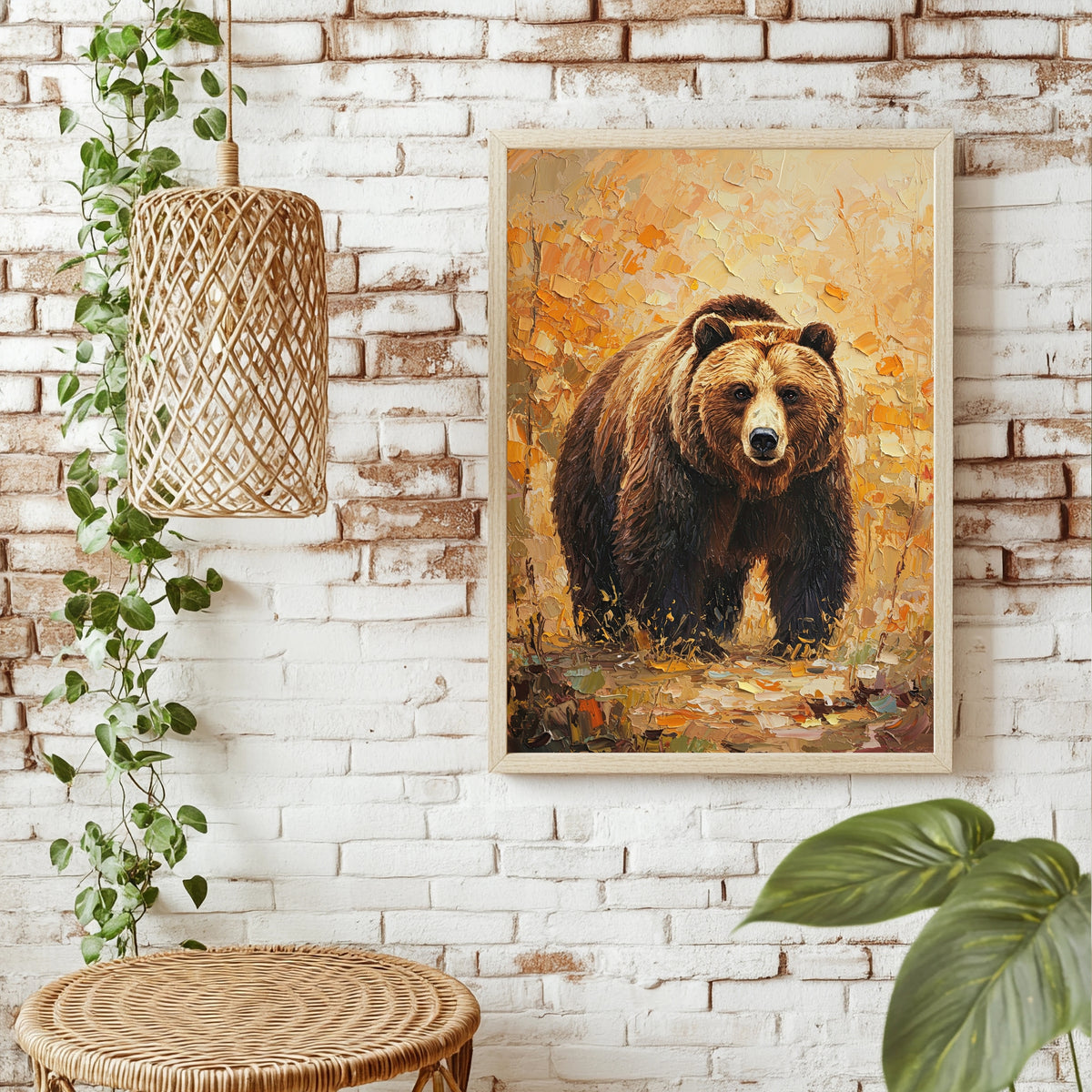 Braunbär in warmen Herbstfarben Poster – Raumansicht 1