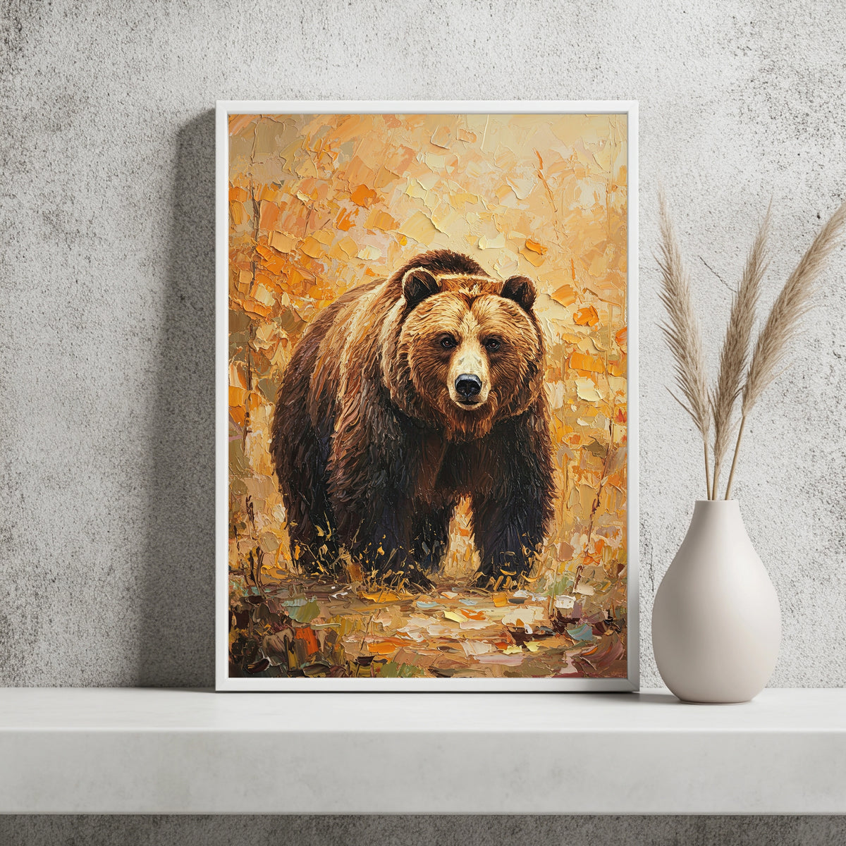 Braunbär in warmen Herbstfarben Poster – Raumansicht 2