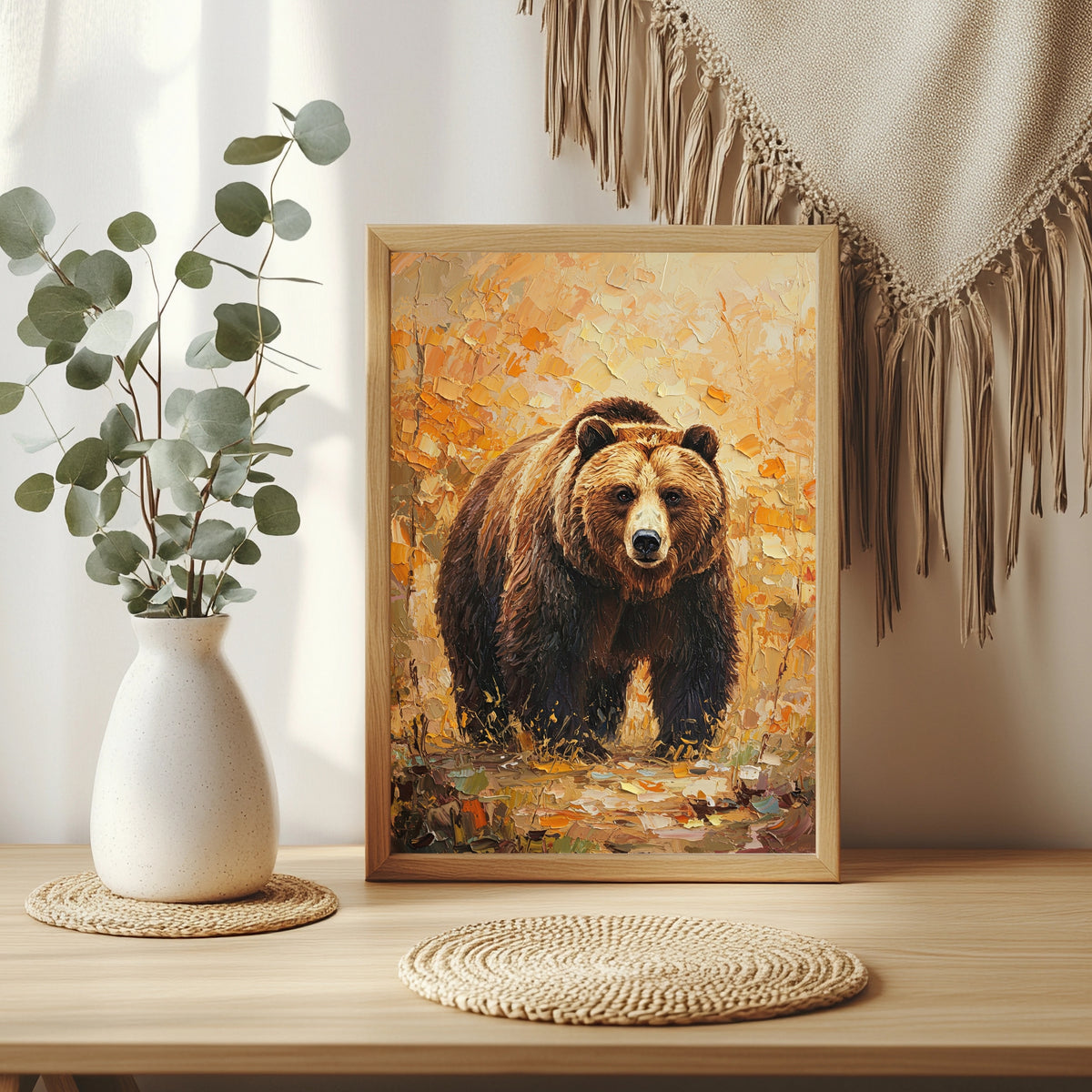 Braunbär in warmen Herbstfarben Poster – Raumansicht 3