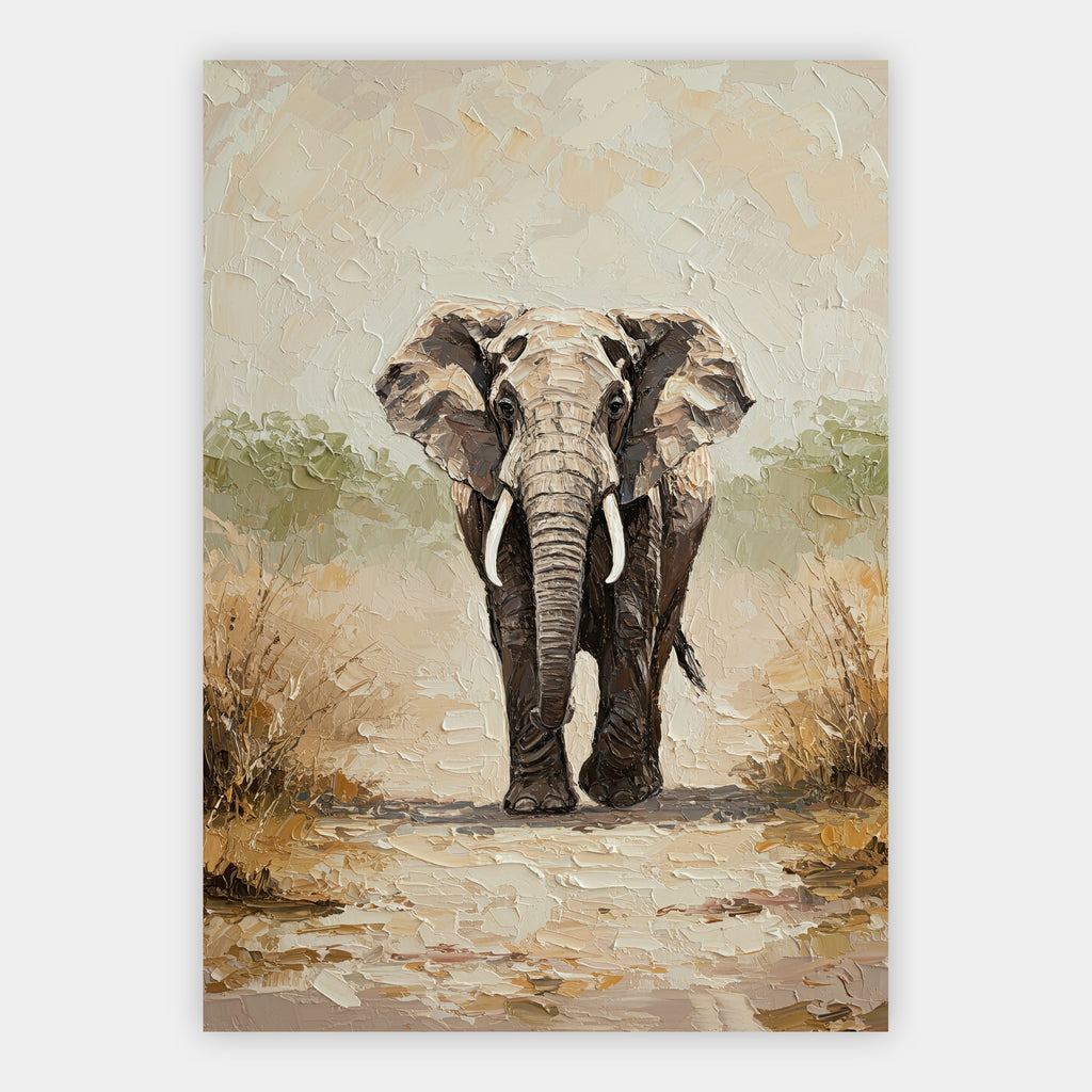 Elefant in heller Landschaft Poster – Freisteller