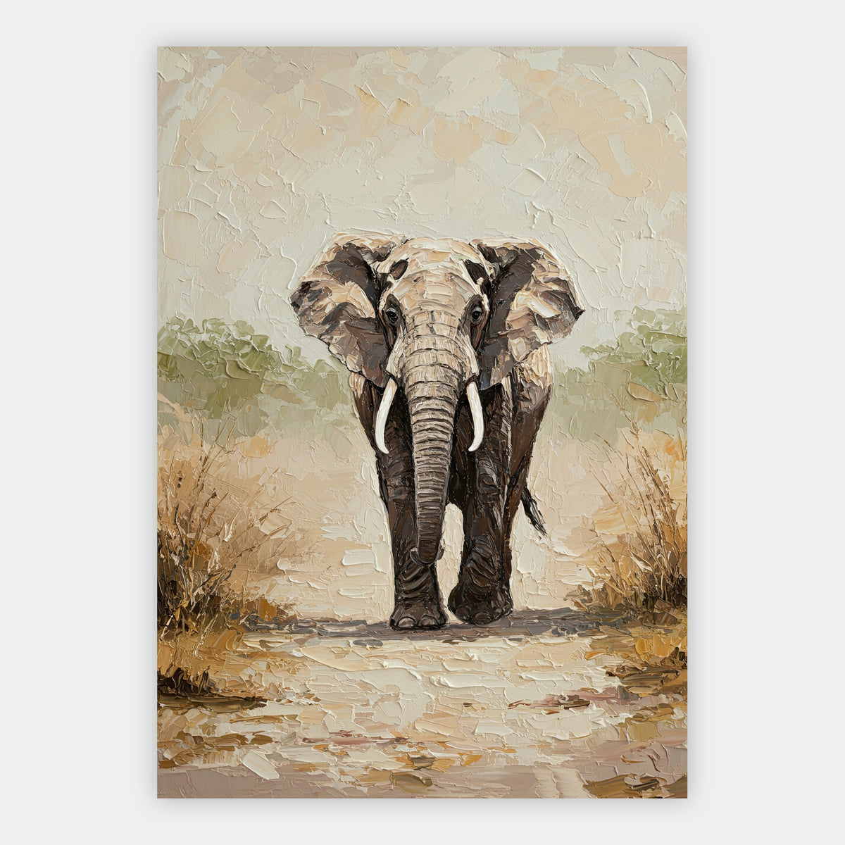 Elefant in heller Landschaft Poster – Freisteller