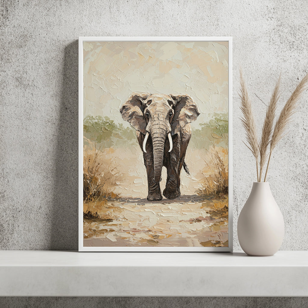 Elefant in heller Landschaft Poster – Raumansicht 2
