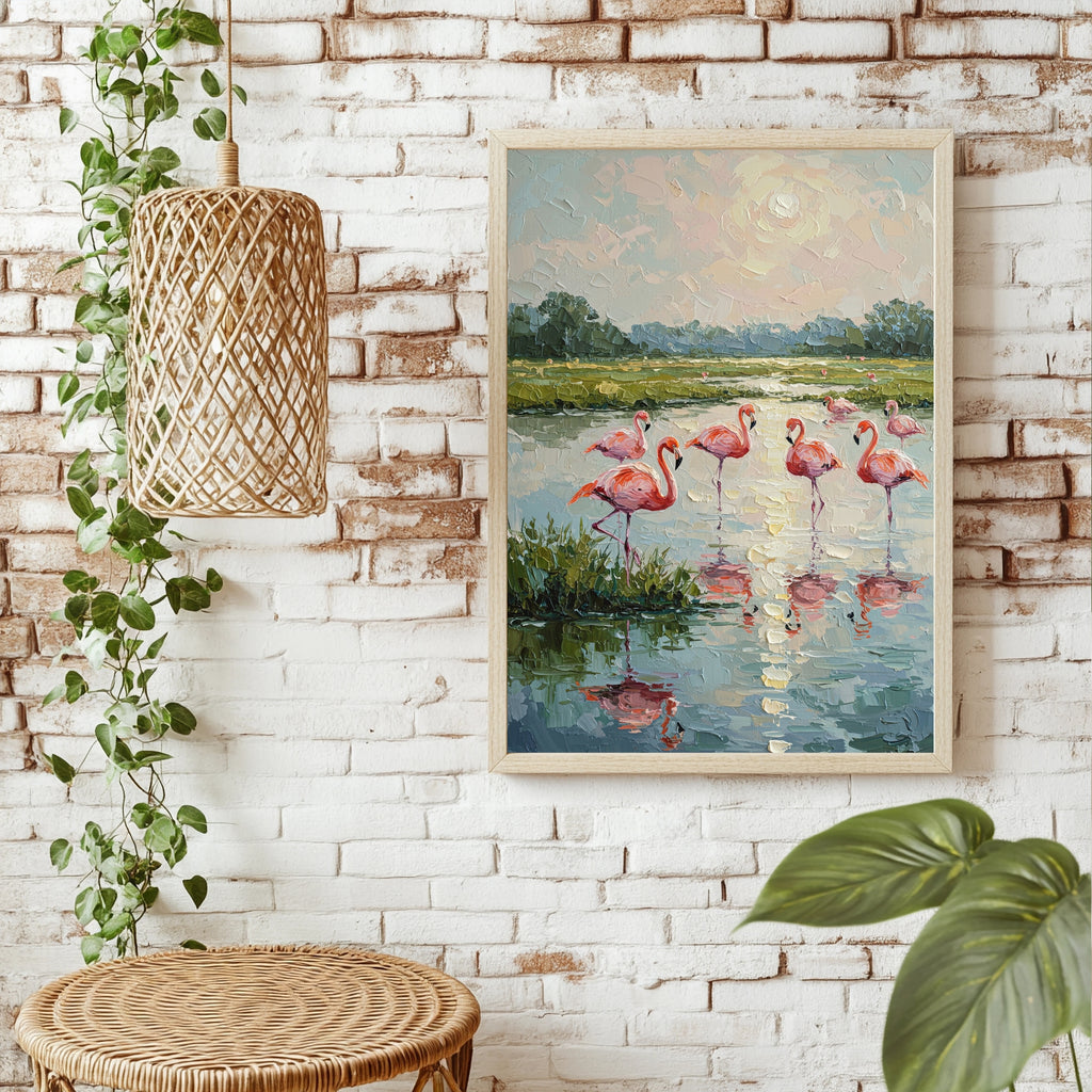 Flamingos am See Poster – Raumansicht 1