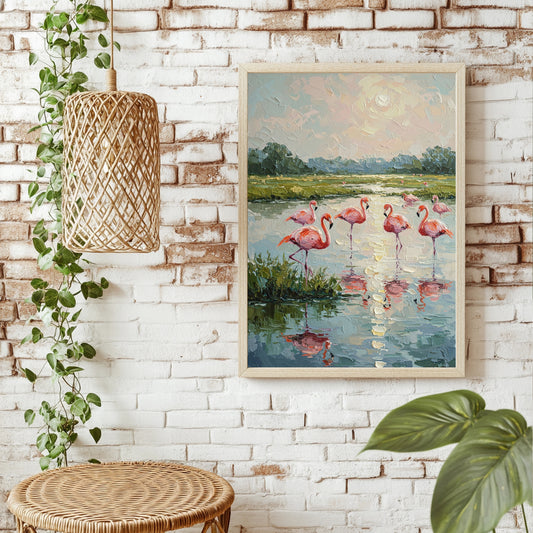 Flamingos am See Poster – Raumansicht 1