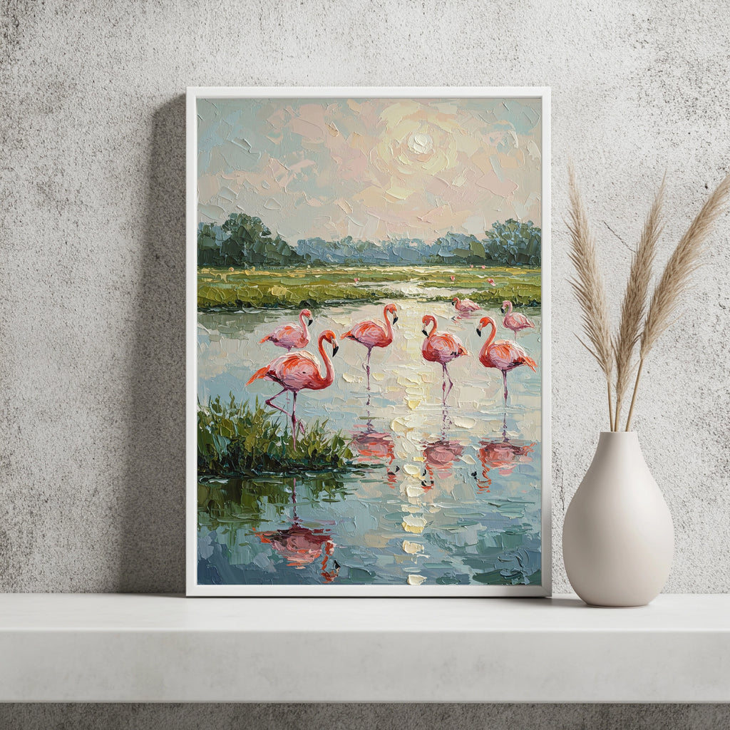 Flamingos am See Poster – Raumansicht 2