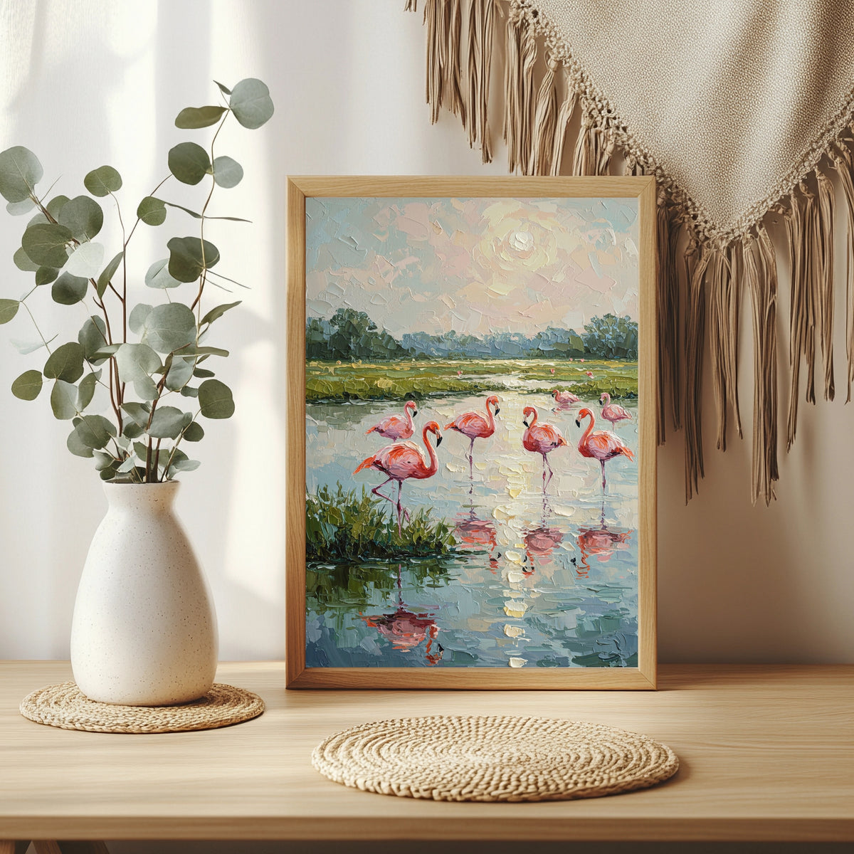 Flamingos am See Poster – Raumansicht 3