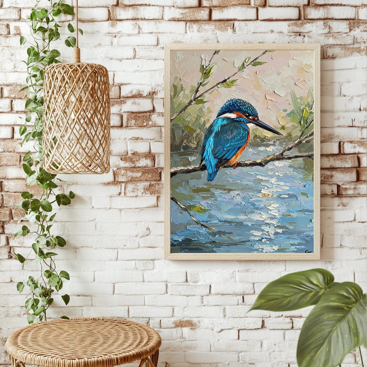 Eisvogel am Fluss Poster – Raumansicht 1