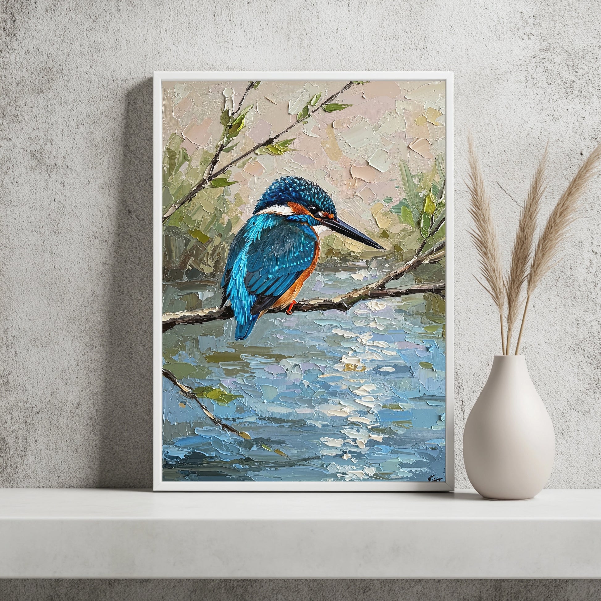Eisvogel am Fluss Poster – Raumansicht 2