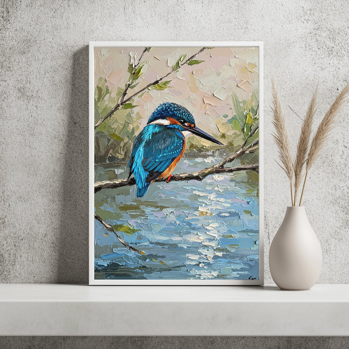 Eisvogel am Fluss Poster – Raumansicht 2
