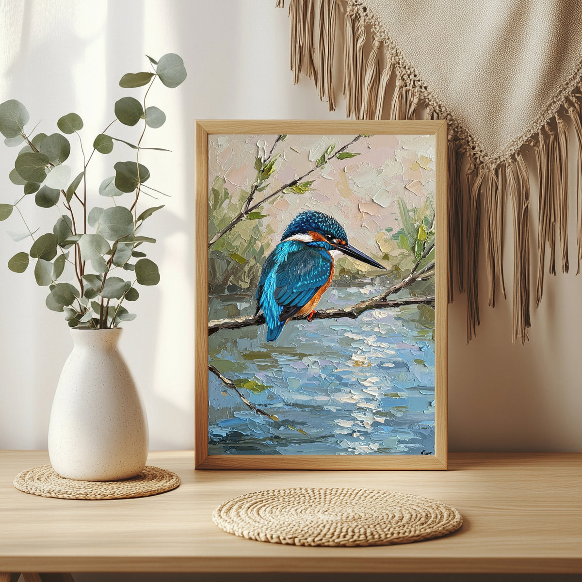 Eisvogel am Fluss Poster – Raumansicht 3
