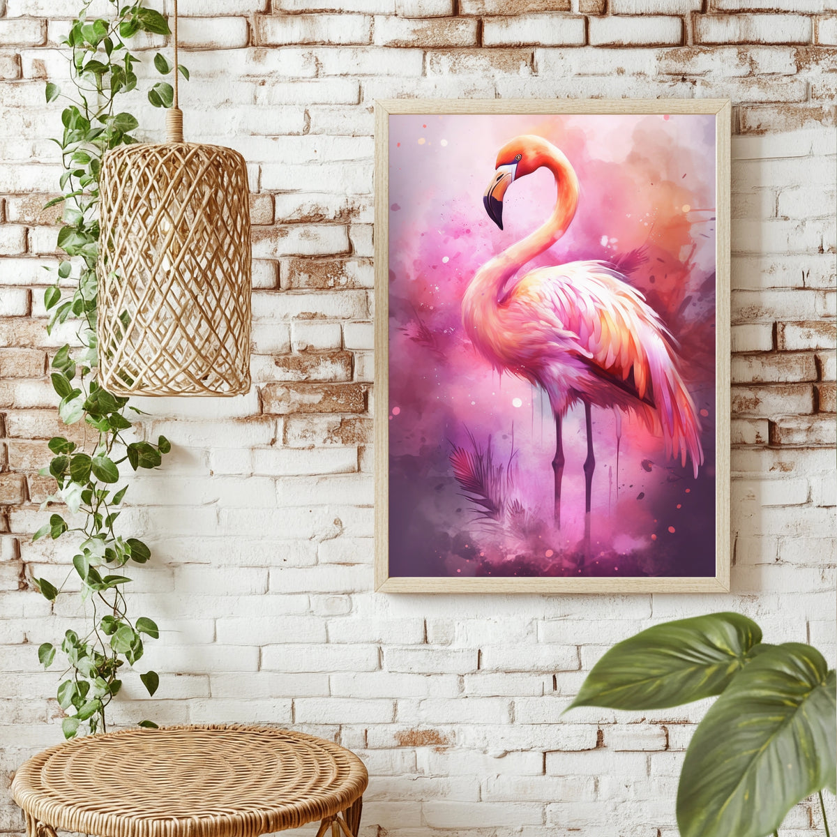 Flamingo in Rosa Poster – Raumansicht 1