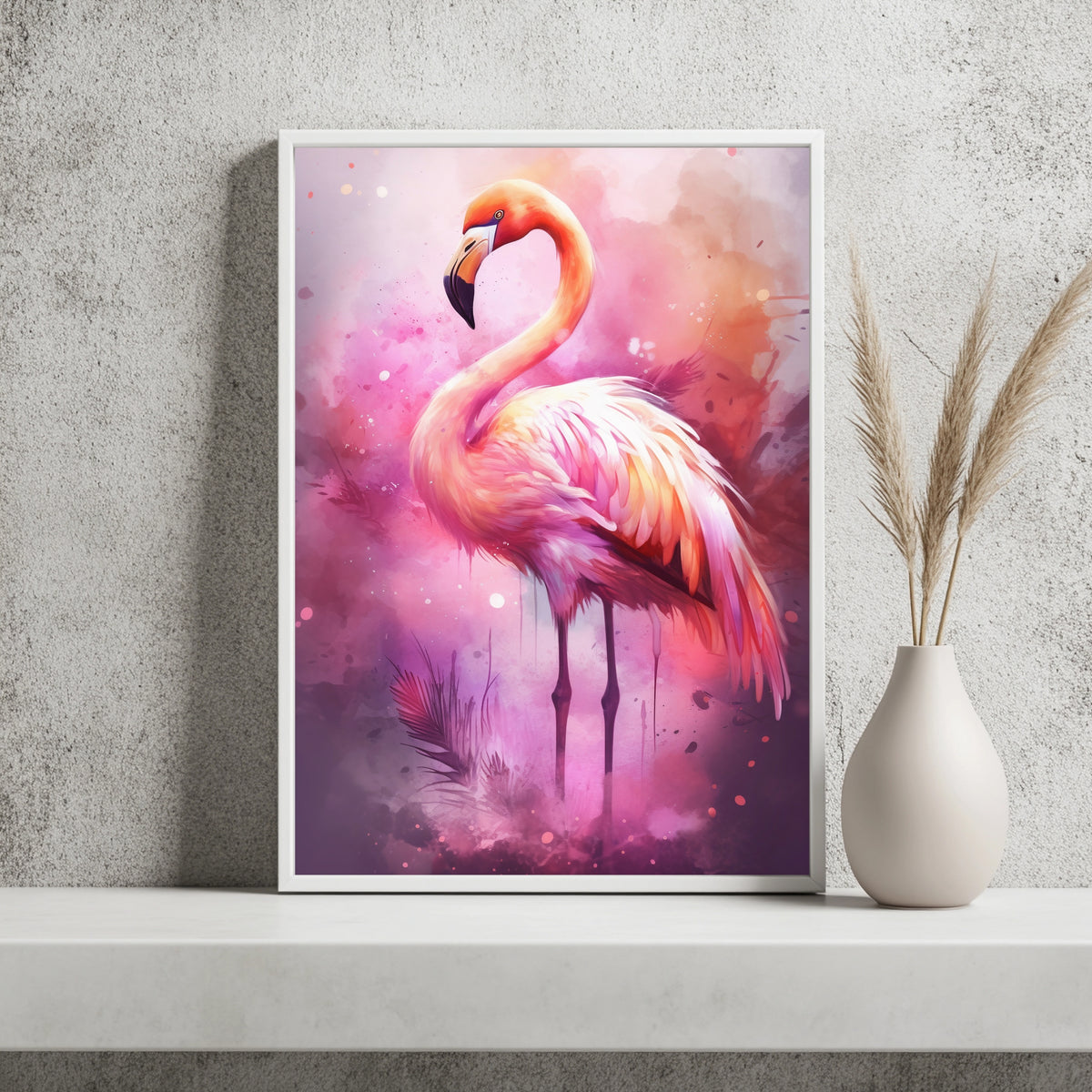 Flamingo in Rosa Poster – Raumansicht 2