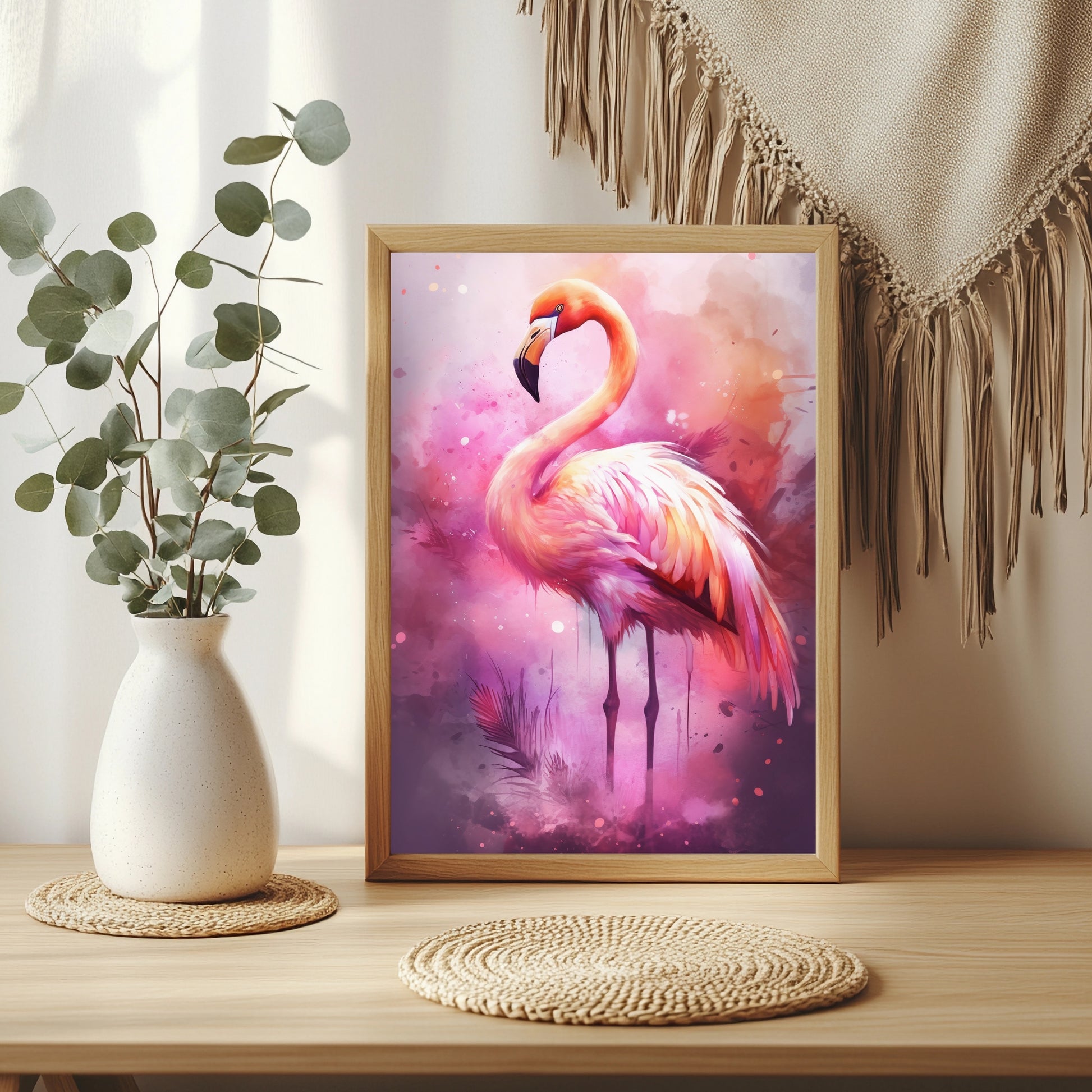 Flamingo in Rosa Poster – Raumansicht 3