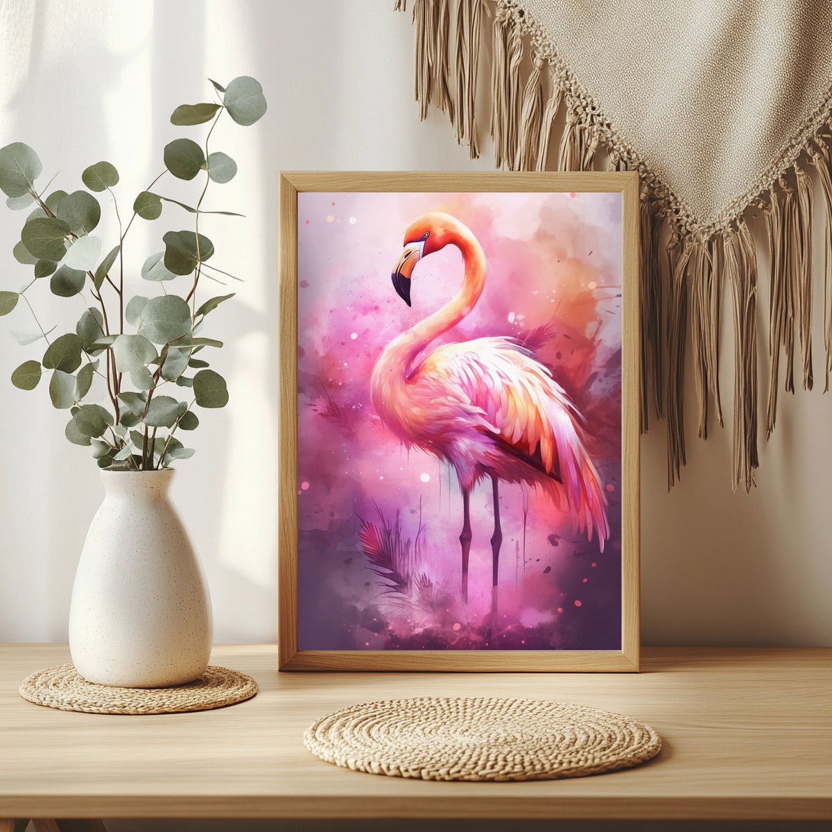 Flamingo in Rosa Poster – Raumansicht 3