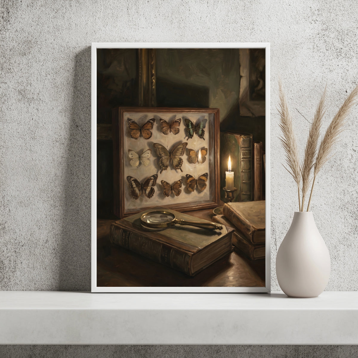 Schmetterlingssammlung bei Kerzenlicht Poster – Raumansicht 2