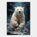 Eisbär mit Weihnachtsgeschenken Poster – Freisteller
