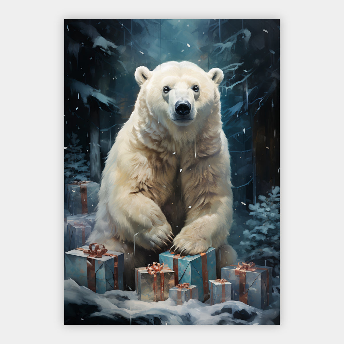 Eisbär mit Weihnachtsgeschenken Poster – Freisteller