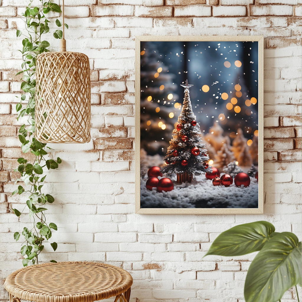 Weihnachtsbaum mit warmem Bokeh Poster – Raumansicht 1