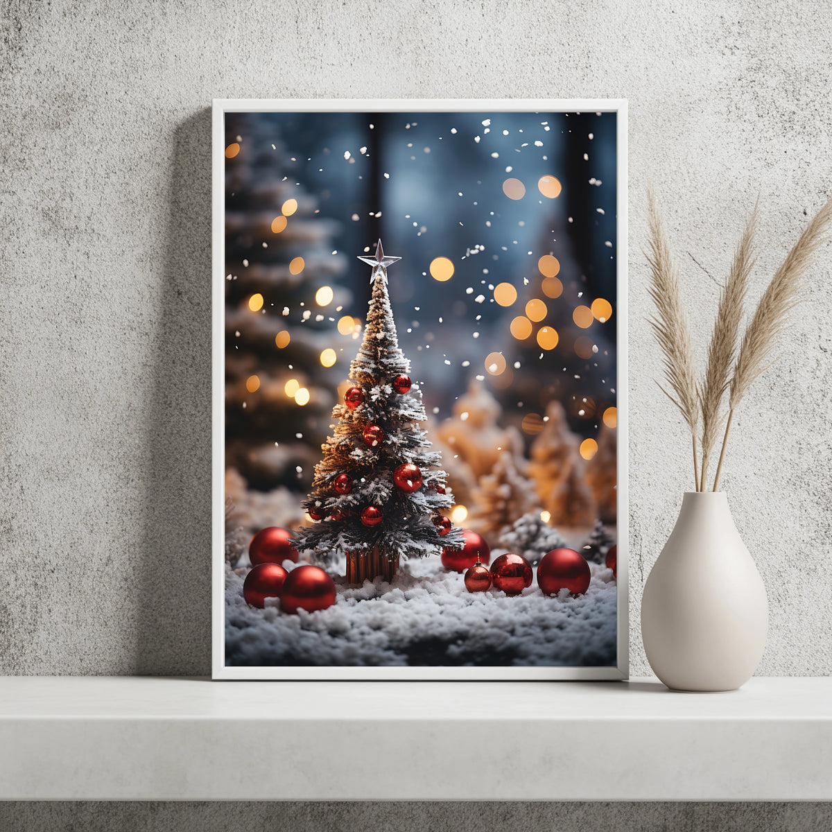 Weihnachtsbaum mit warmem Bokeh Poster – Raumansicht 2
