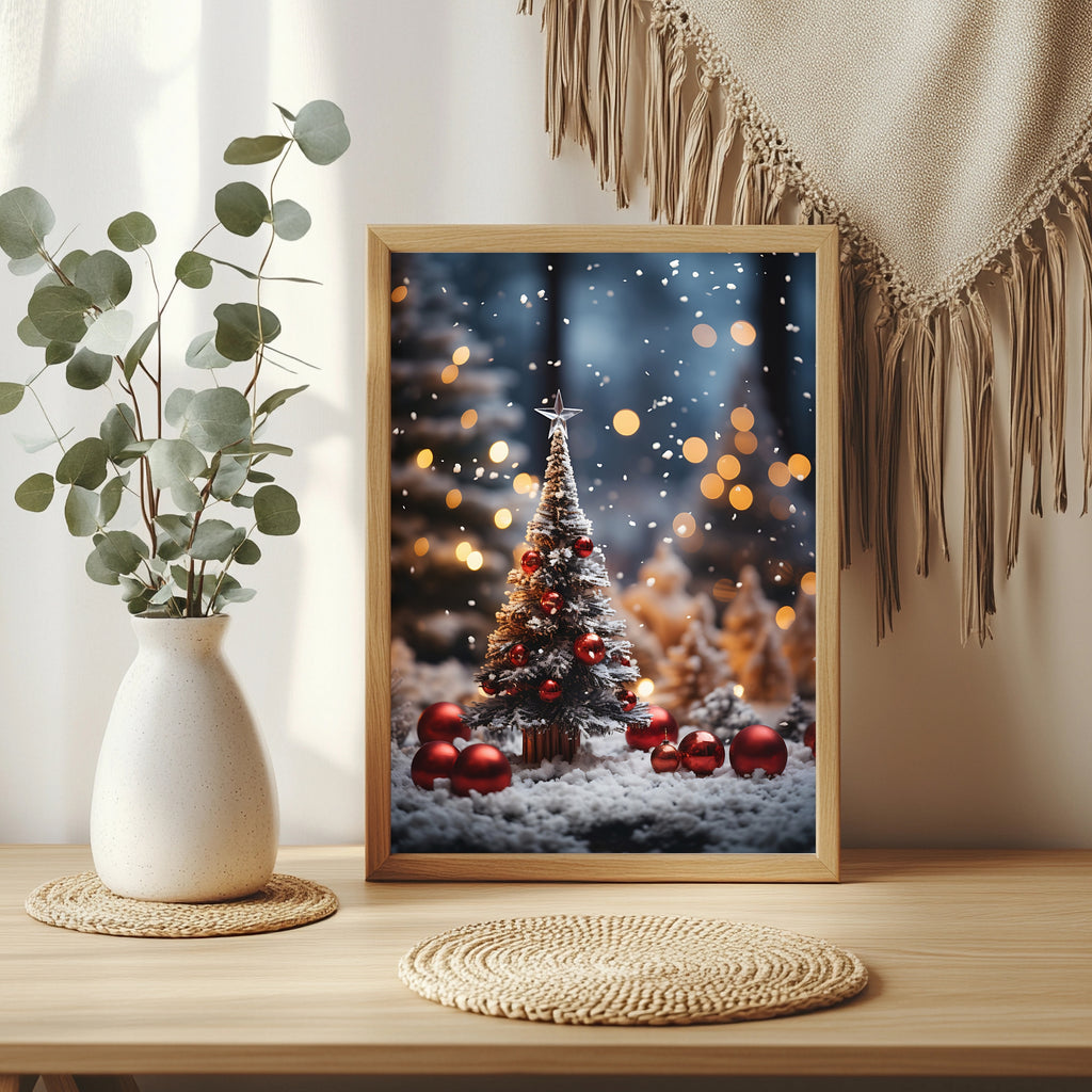 Weihnachtsbaum mit warmem Bokeh Poster – Raumansicht 3