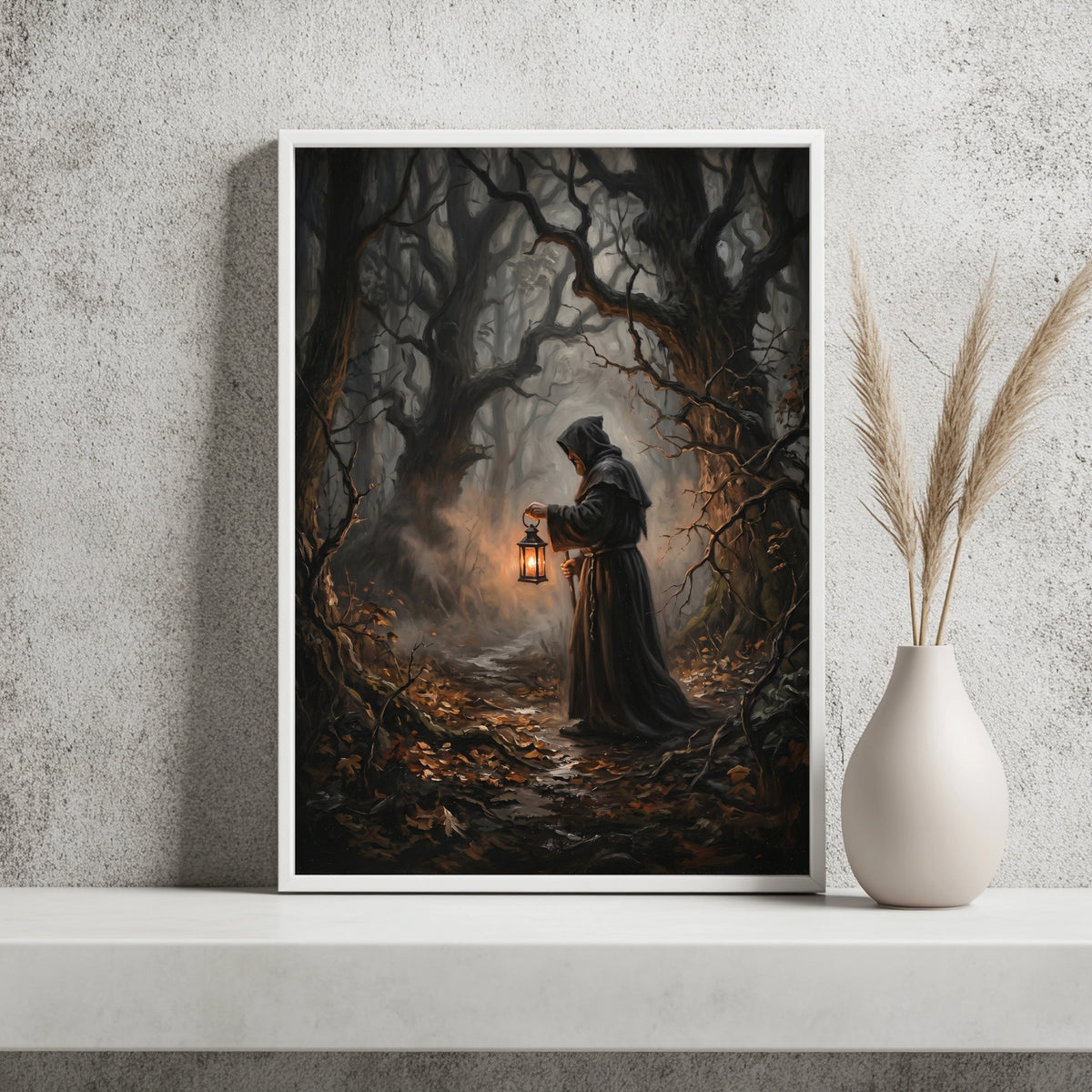 Verhüllte Gestalt mit Laterne Poster – Raumansicht 2