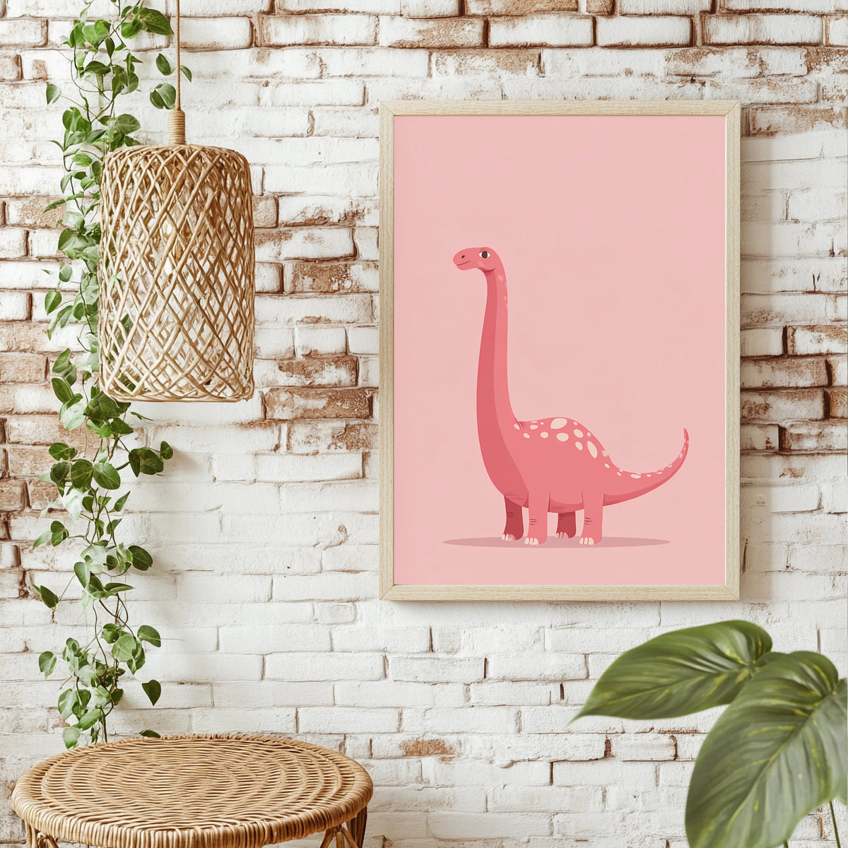Rosa Langhals-Dinosaurier Poster – Raumansicht 1