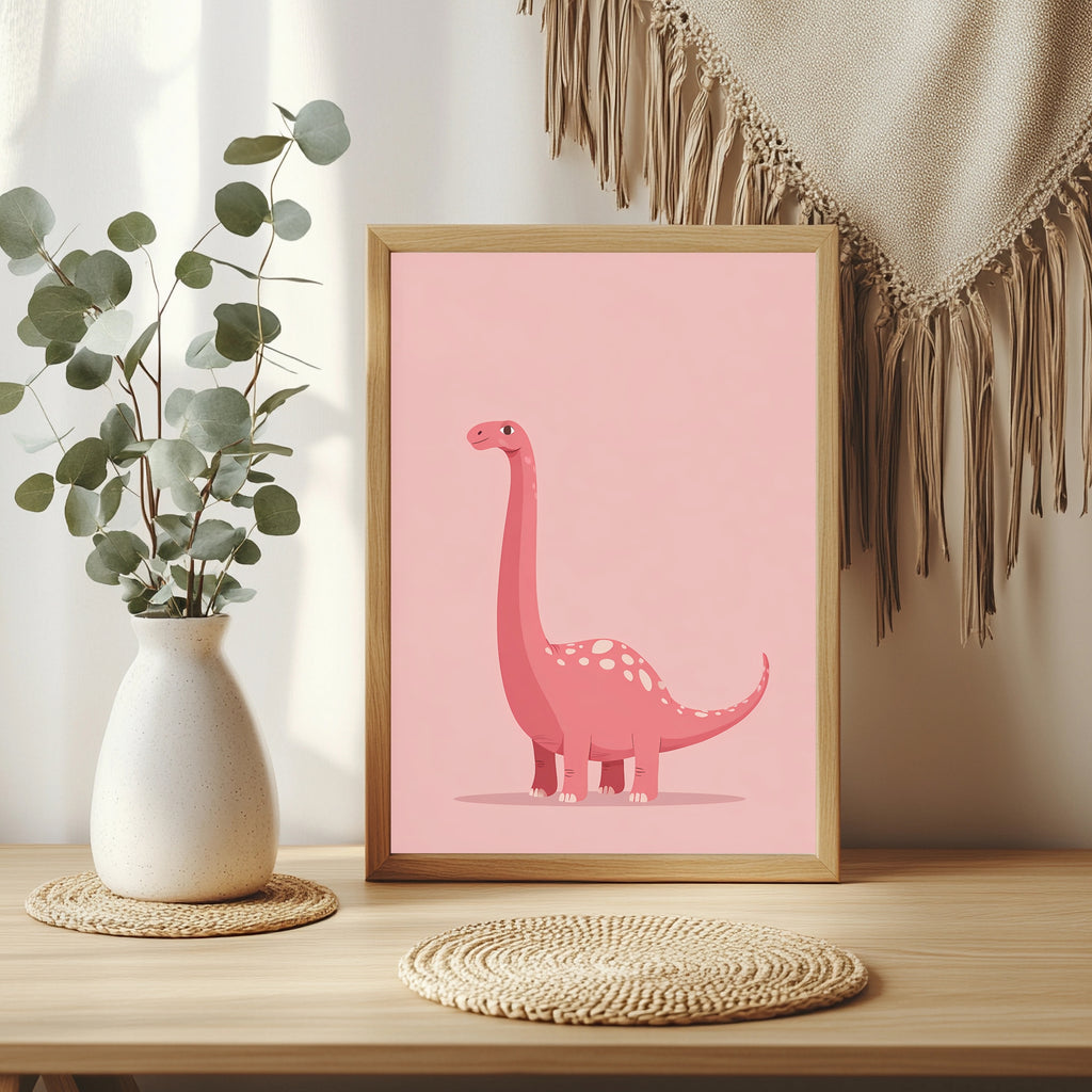Rosa Langhals-Dinosaurier Poster – Raumansicht 3