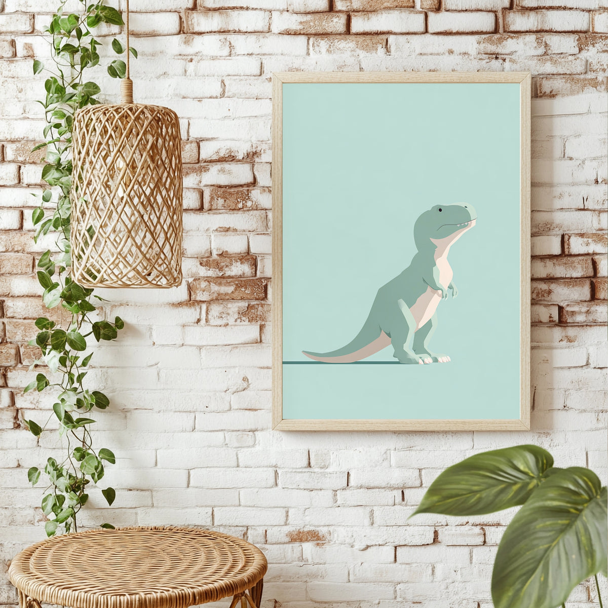 Kleiner T-Rex in Mint Poster – Raumansicht 1