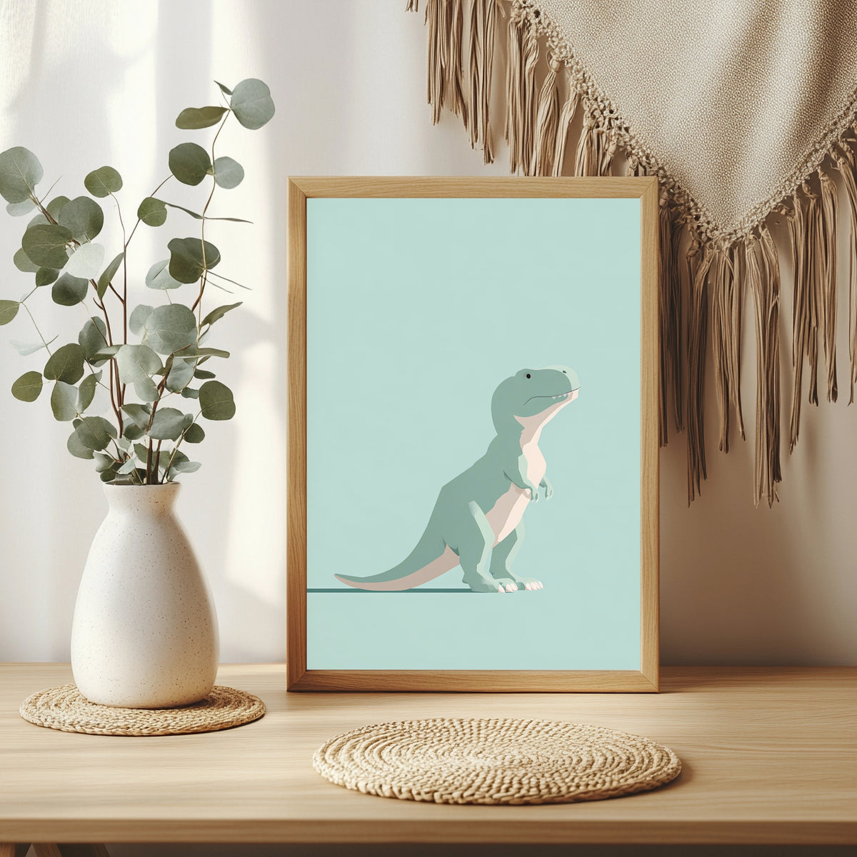 Kleiner T-Rex in Mint Poster – Raumansicht 3
