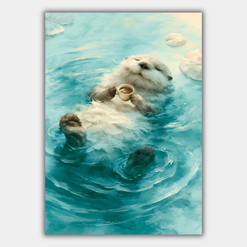 Seeotter mit Kaffee Poster – Produktansicht 1