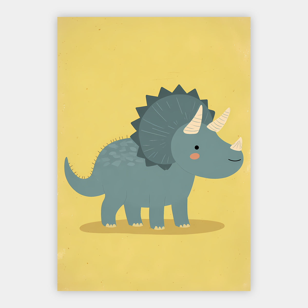 Triceratops auf gelbem Hintergrund Poster – Freisteller