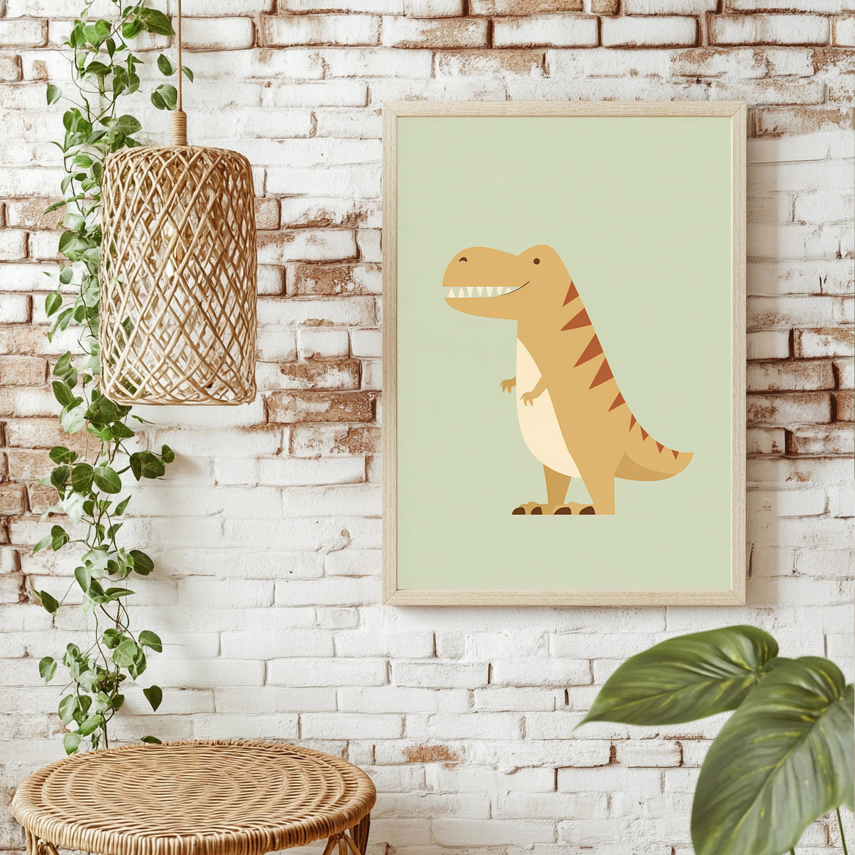 Kleiner T-Rex in Grün Poster – Raumansicht 1