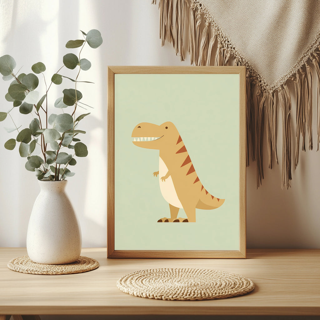 Kleiner T-Rex in Grün Poster – Raumansicht 3